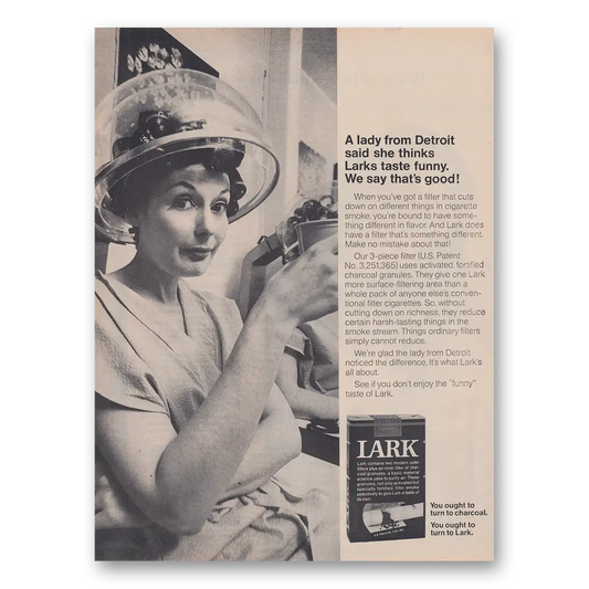 1968 Lark Cigarettes Lady From Detroit Vintage Magazine Print Ad