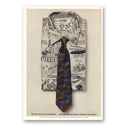 1968 Liebert Designer Cravats Ties for the Intercontinentals Stained Glass Vintage Magazine Print Ad