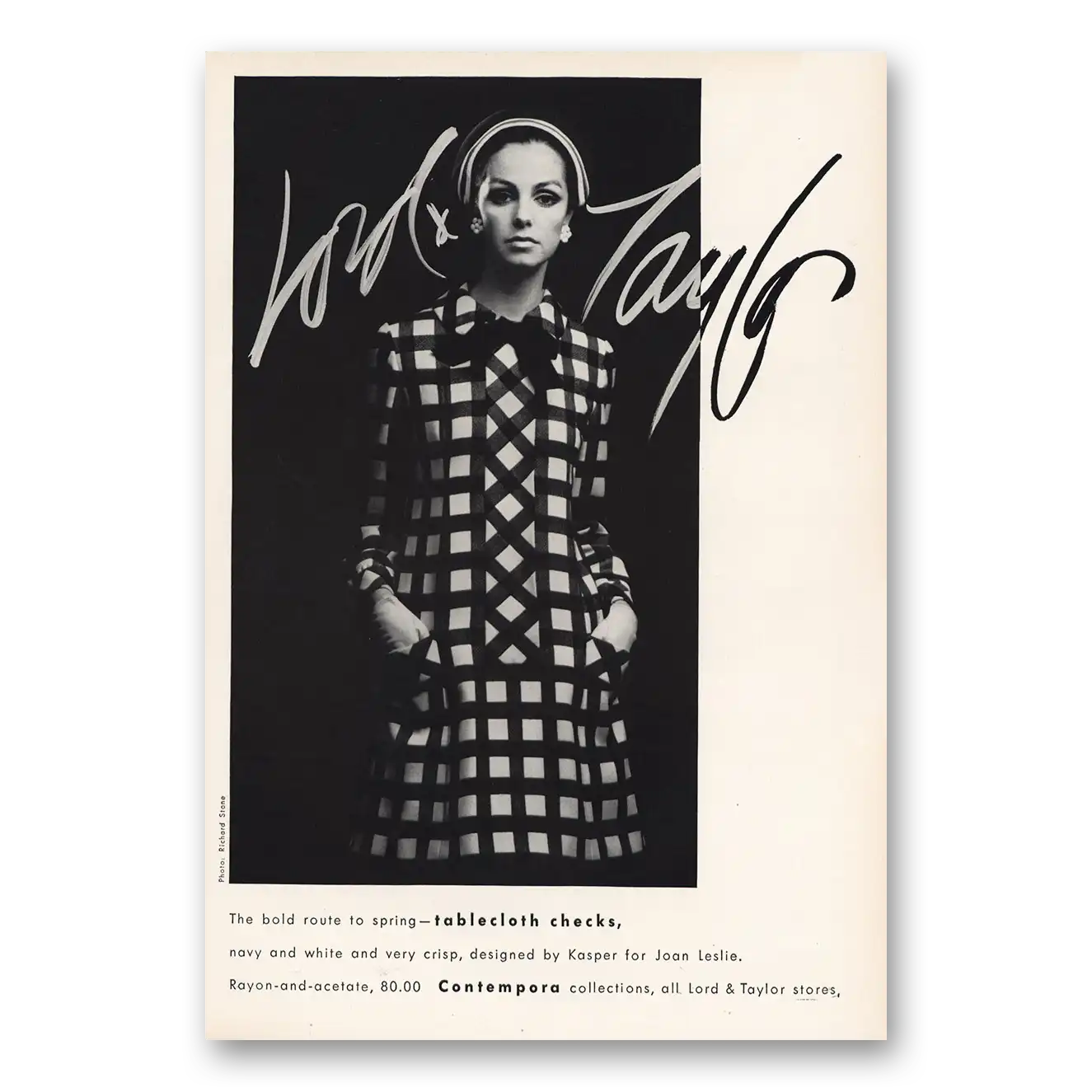 1968 Lord & Taylor Tablecloth Checks Vintage Magazine Print Ad