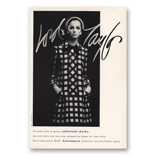 1968 Lord & Taylor Tablecloth Checks Vintage Magazine Print Ad