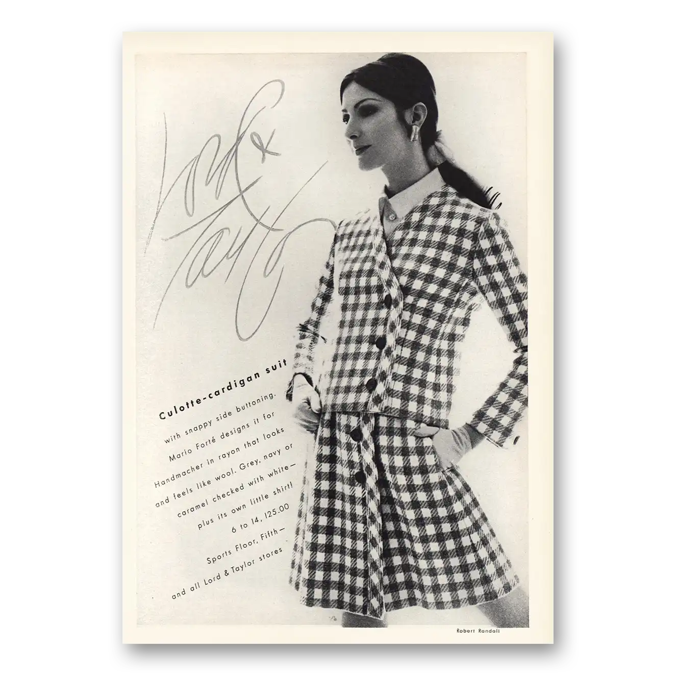 1968 Lord & Taylor Culotte Cardigan Suit Vintage Magazine Print Ad