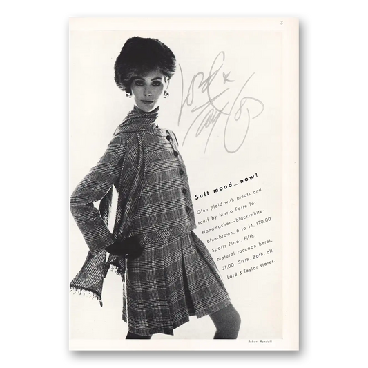 1968 Lord & Taylor Suit Mood Vintage Magazine Print Ad