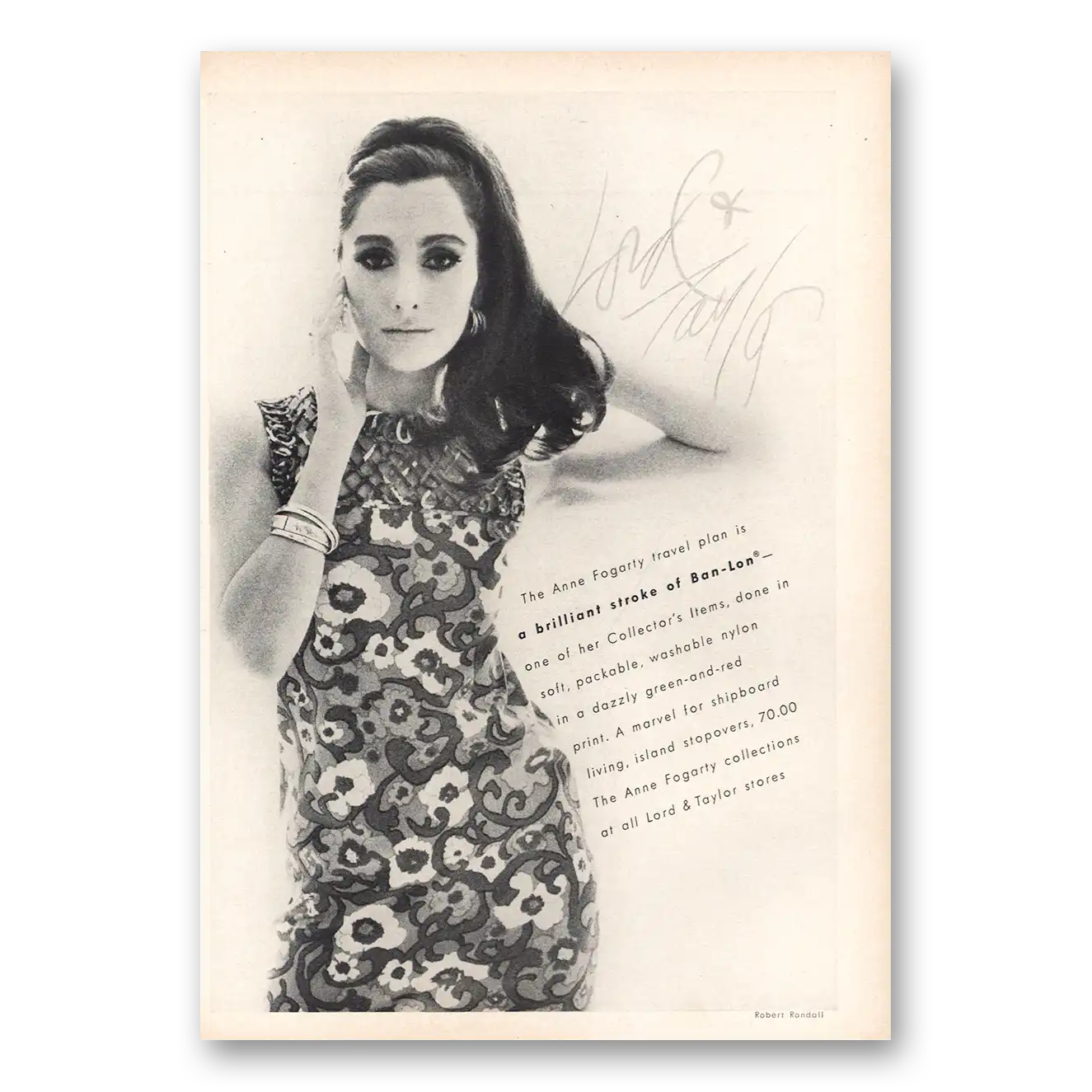 1968 Lord & Taylor Anne Fogarty Brilliant Stroke Vintage Magazine Print Ad