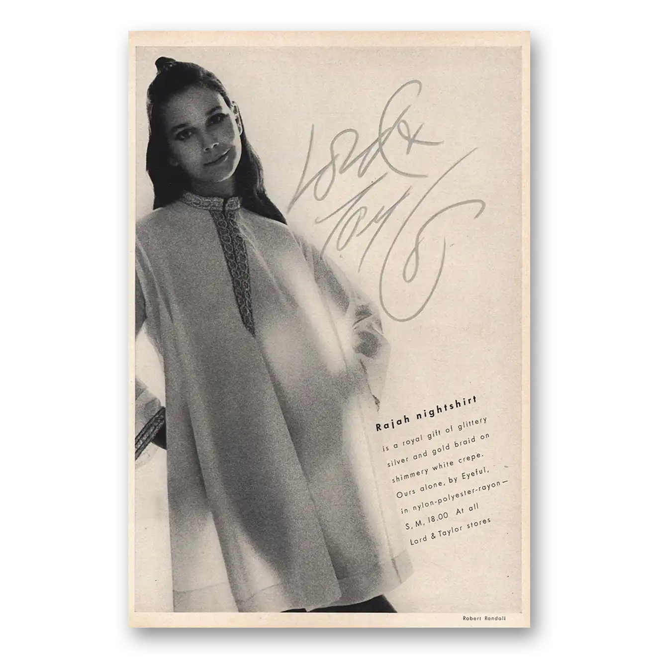 1968 Lord & Taylor Rajah Nightshirt Eyeful Vintage Magazine Print Ad