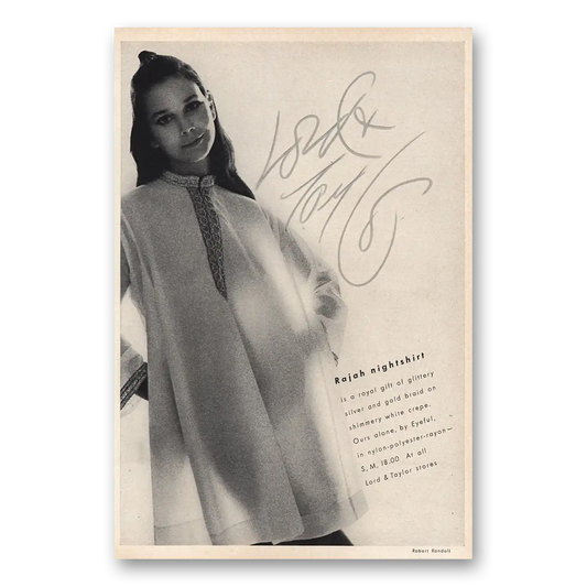 1968 Lord & Taylor Rajah Nightshirt Eyeful Vintage Magazine Print Ad