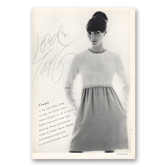 1968 Lord & Taylor Crepe Soft Pretty Thing Vintage Magazine Print Ad