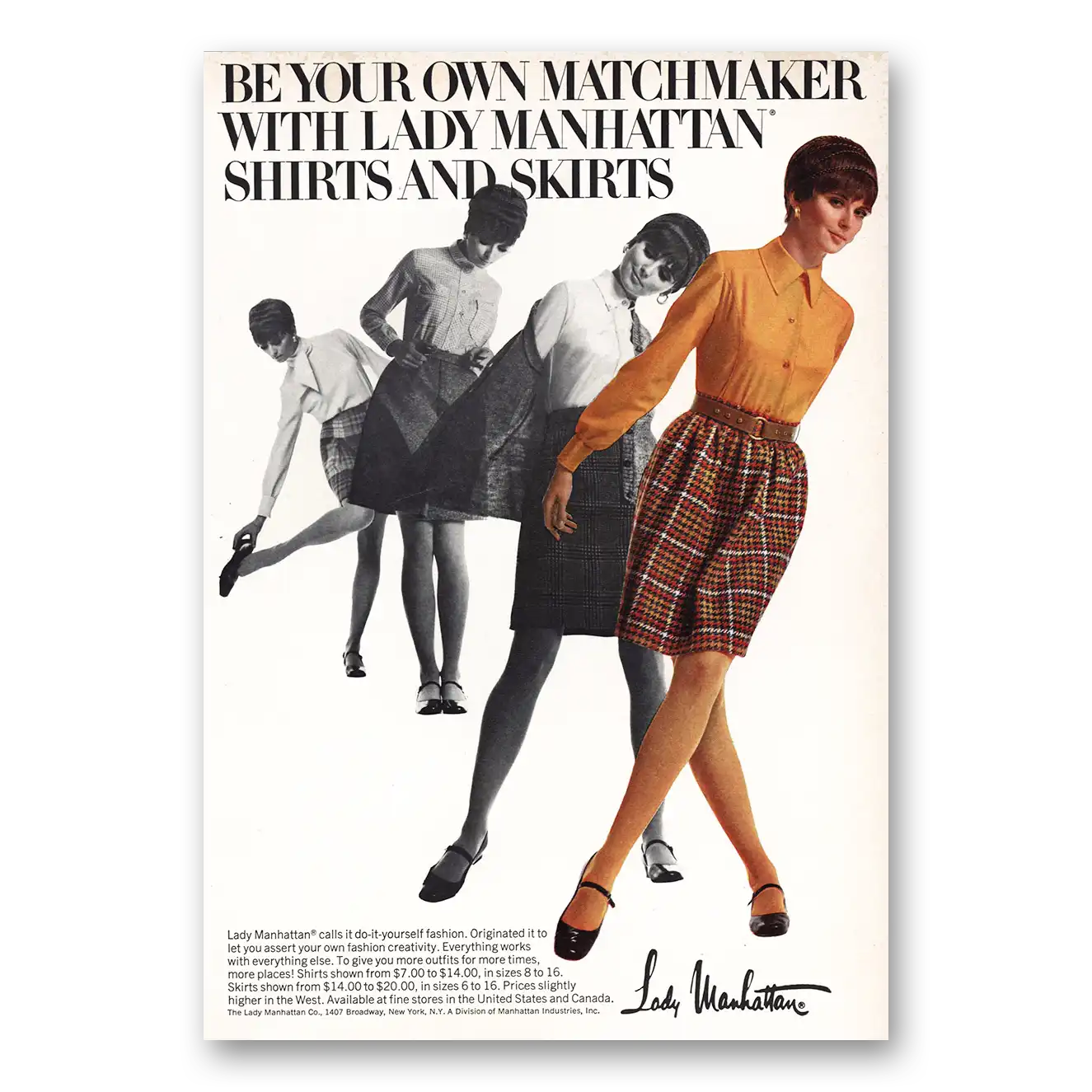 1968 Lady Manhattan Be Your Own Matchmaker Vintage Magazine Print Ad