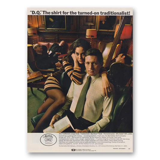 1968 Manhattan Shirts DQ Turned On Traditionalist Vintage Magazine Print Ad