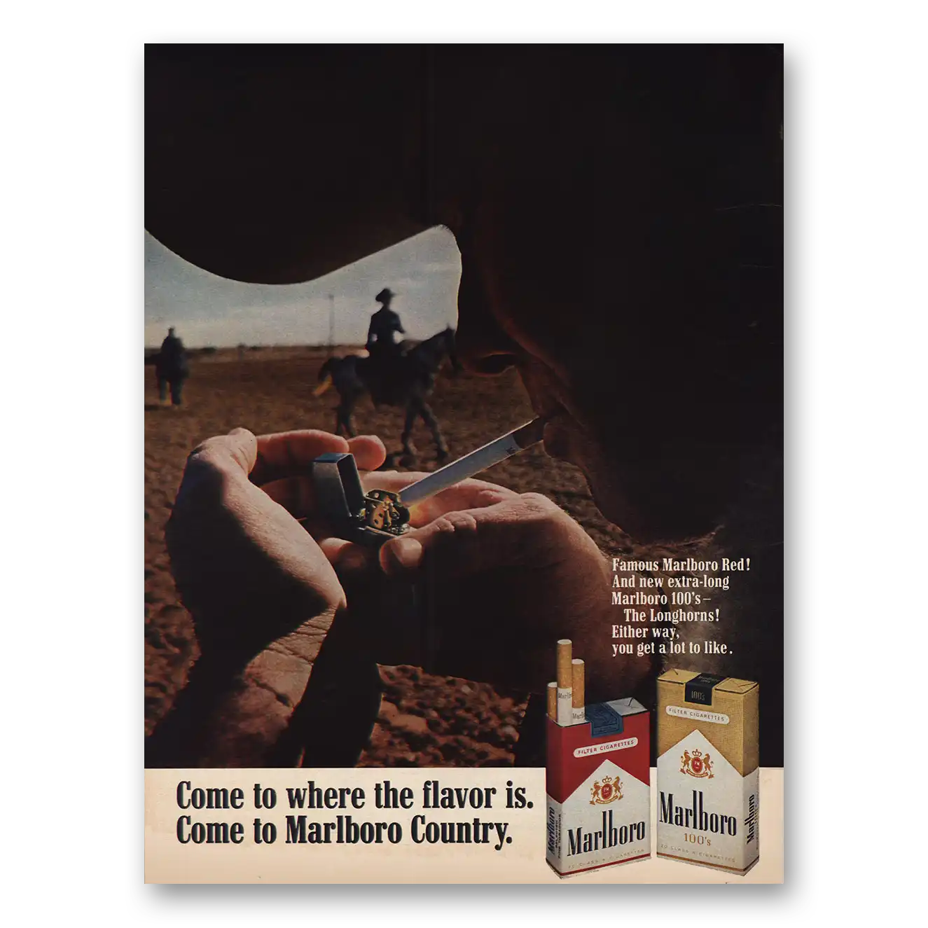 1968 Marlboro Cigarettes Come to Where the Flavor Is Vintage Magazine Print Ad