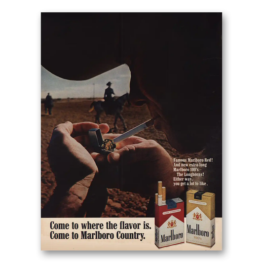 1968 Marlboro Cigarettes Come to Where the Flavor Is Vintage Magazine Print Ad