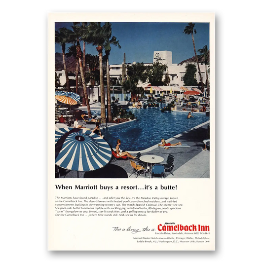 1968 Camelback Inn When Marriott Buys a Resort Its Butte Vintage Magazine Print Ad