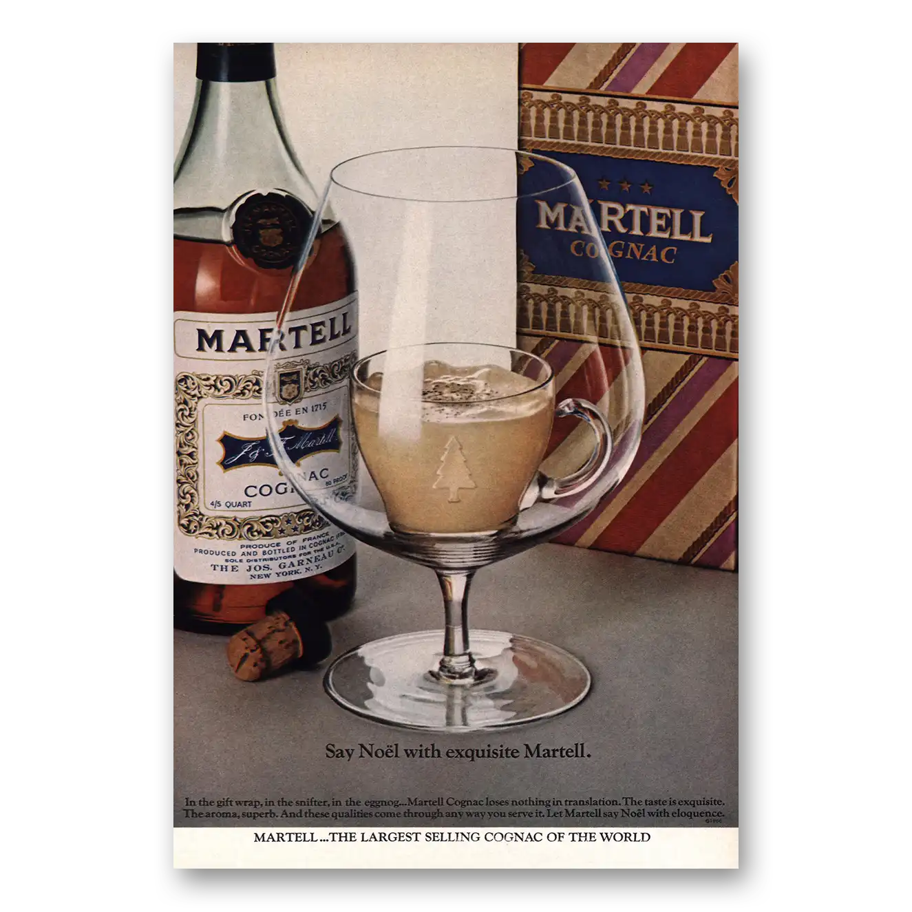 1968 Martell Say Noel With Exquisite Martell Vintage Magazine Print Ad