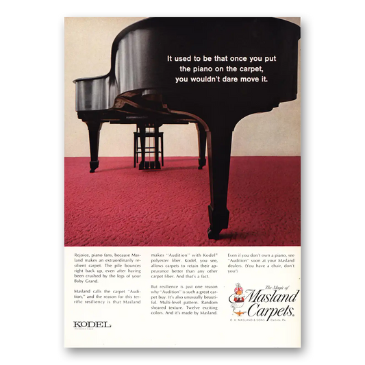 1968 Masland Carpet Once Your Put Piano On Carpet Vintage Magazine Print Ad