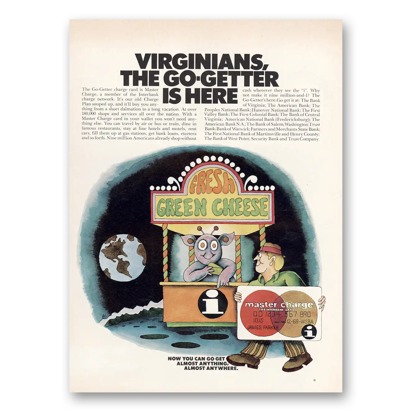 1968 Master Charge Virginians Go Getter Is Here Vintage Magazine Print Ad