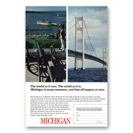 1968 Michigan Old Fort Mackinac Vintage Magazine Print Ad