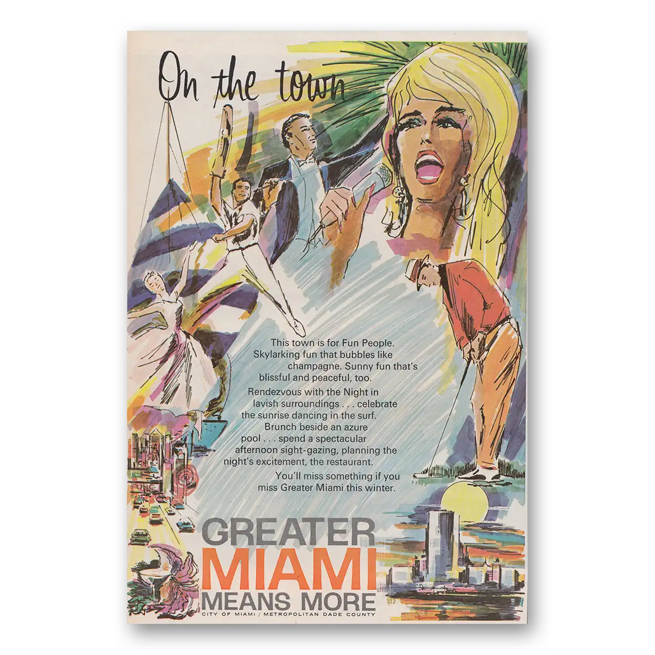 1968 Miami Florida On the Town Vintage Magazine Print Ad