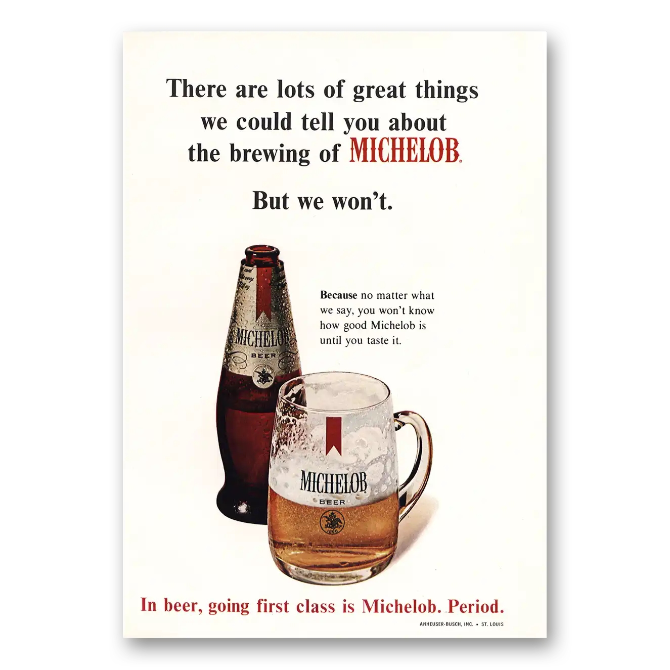 1968 Michelob Beer Lots of Great Things We Could Tell You Vintage Magazine Print Ad