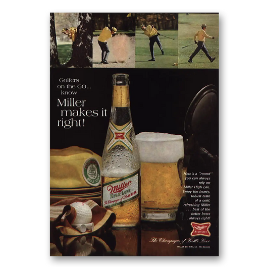 1968 Miller Beer Golfers On the Go Know Vintage Magazine Print Ad