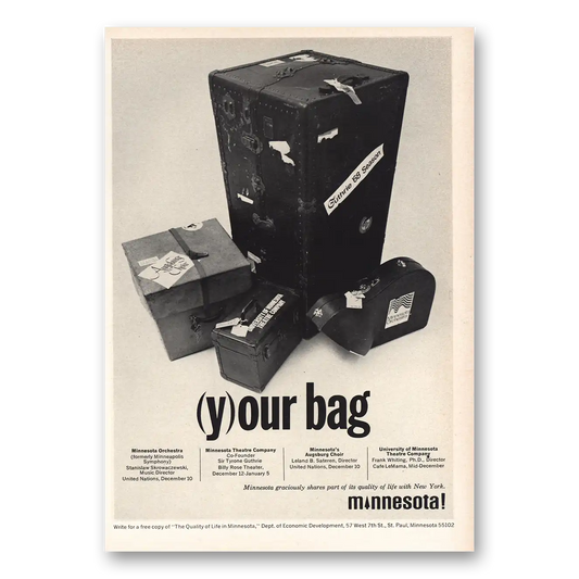 1968 Minnesota Your Bag Vintage Magazine Print Ad