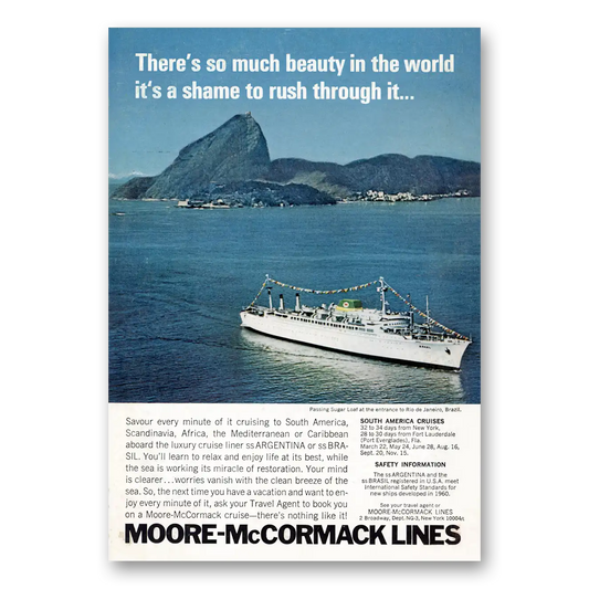 1968 Moore McCormack Lines Much Beauty In the World Vintage Magazine Print Ad