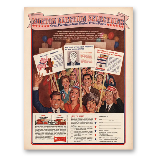 1968 Morton Dinners Election Selections Vintage Magazine Print Ad