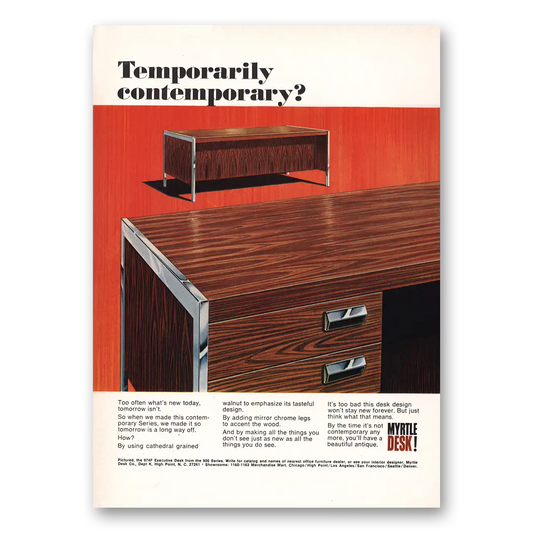 1968 Myrtle Desk Temporarily Contemporary Vintage Magazine Print Ad