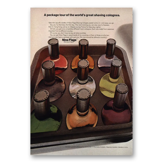 1968 Nine Flags Great Shaving Colognes Vintage Magazine Print Ad