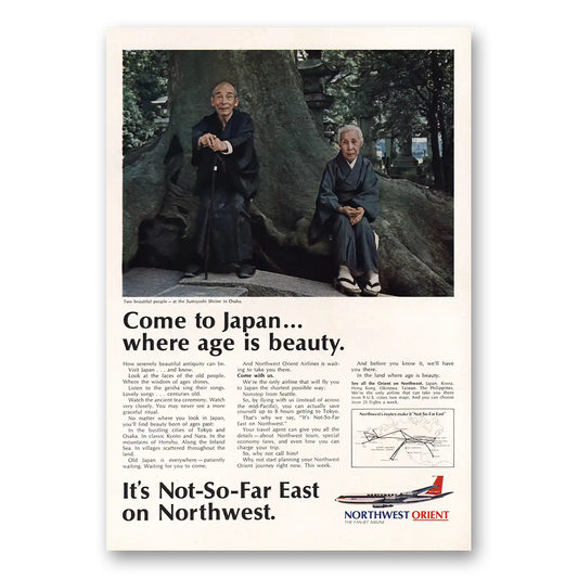 1968 Northwest Orient Airlines Come to Japan Where Age Is Beauty Vintage Magazine Print Ad