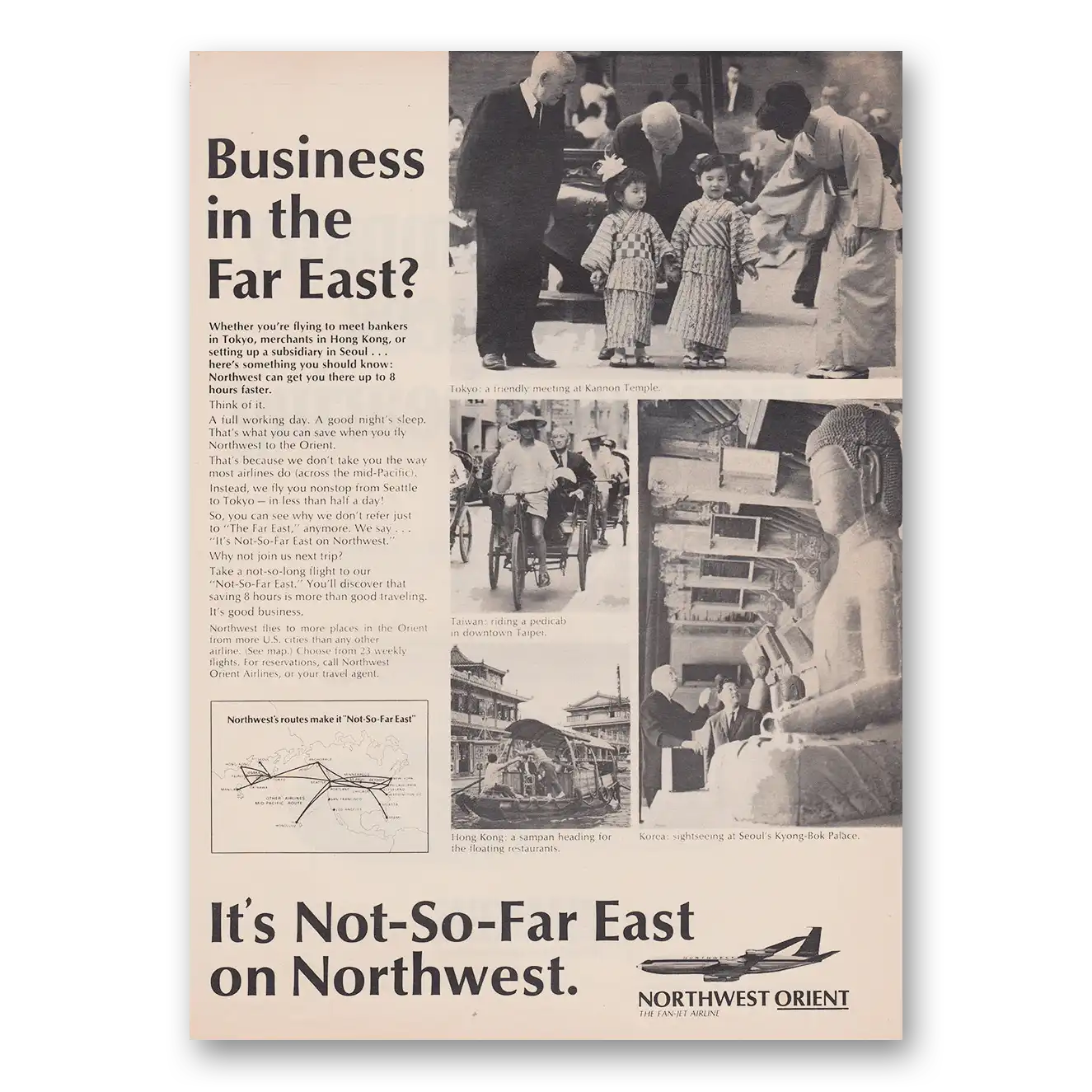 1968 Northwest Orient Airlines Business In the Far East Vintage Magazine Print Ad