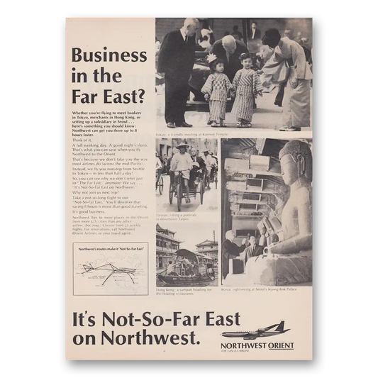 1968 Northwest Orient Airlines Business In the Far East Vintage Magazine Print Ad