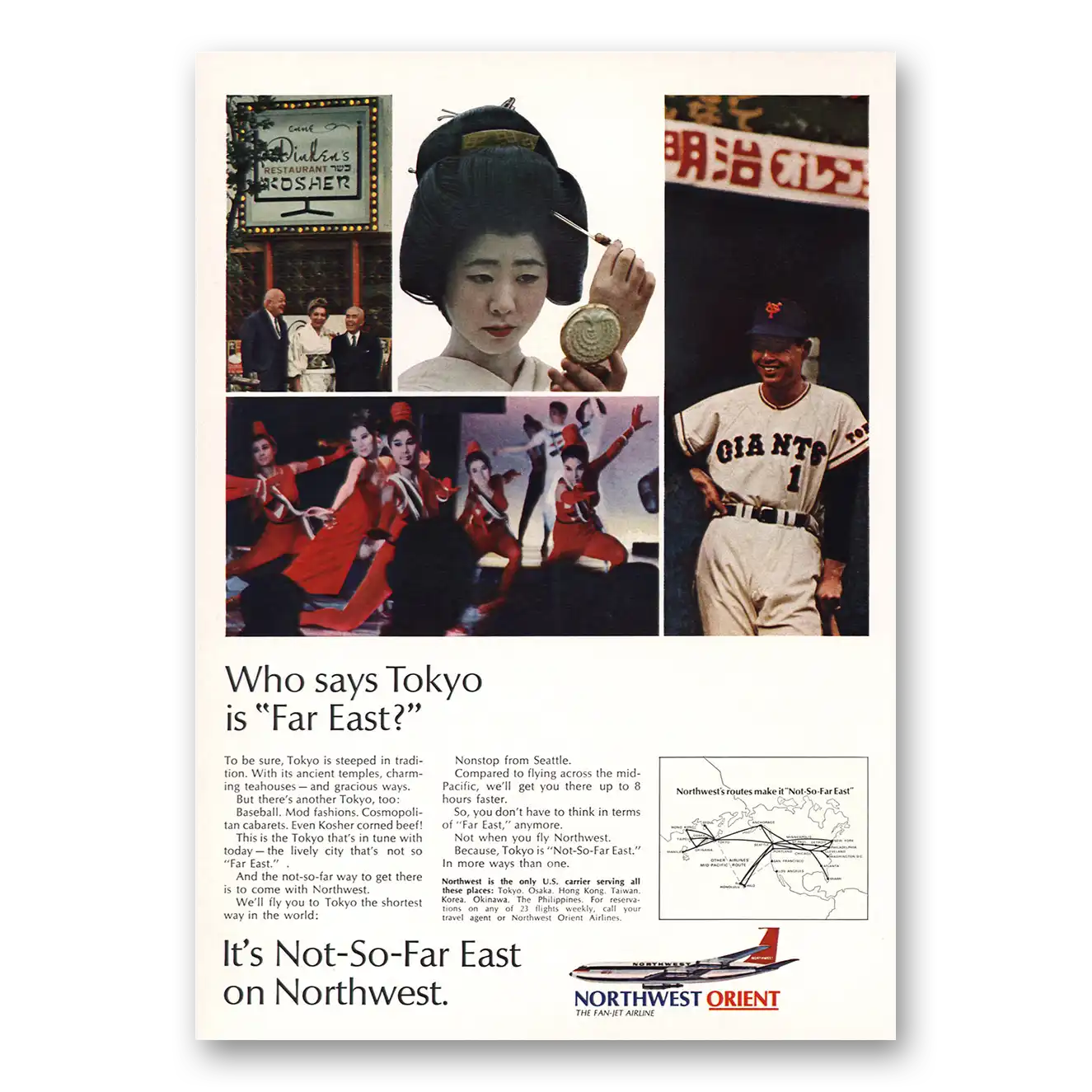 1968 Northwest Orient Who Says Tokyo Far East Vintage Magazine Print Ad