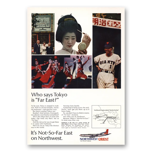 1968 Northwest Orient Who Says Tokyo Far East Vintage Magazine Print Ad