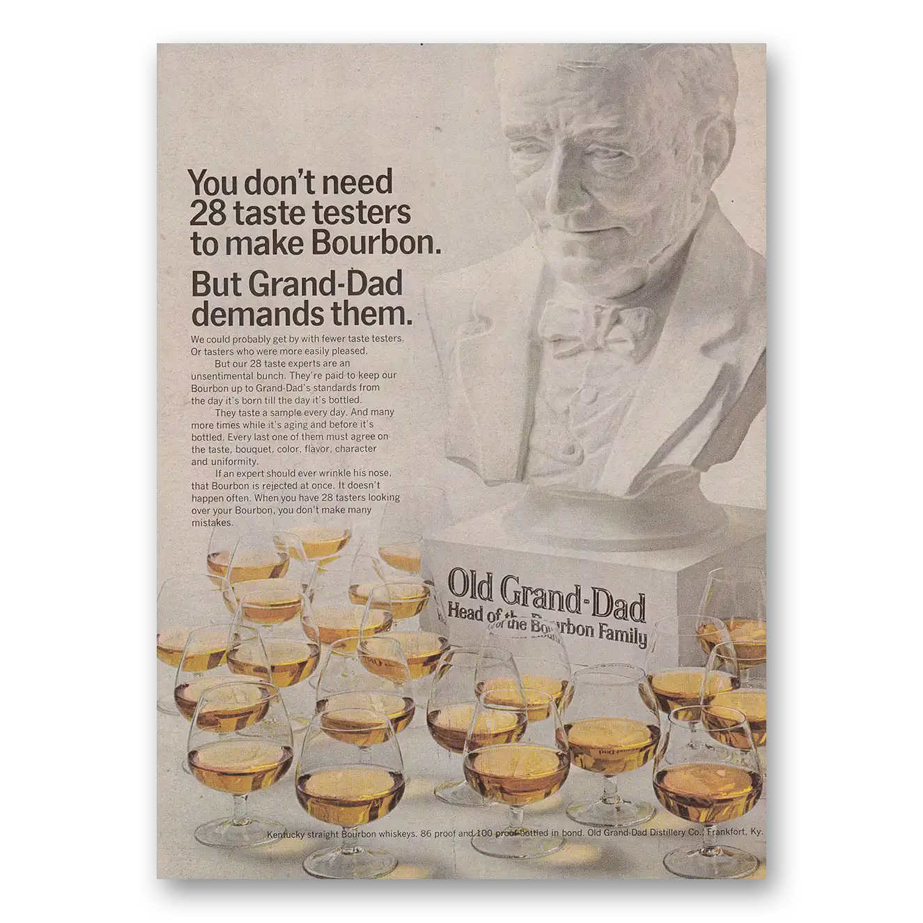 1968 Old Grand-Dad Bourbon Whiskey You Don’t Need 28 Taste Testers Vintage Magazine Print Ad