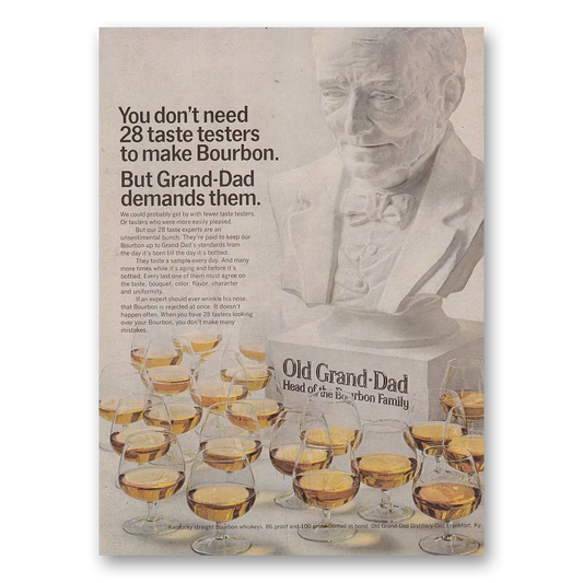 1968 Old Grand-Dad Bourbon Whiskey You Don’t Need 28 Taste Testers Vintage Magazine Print Ad