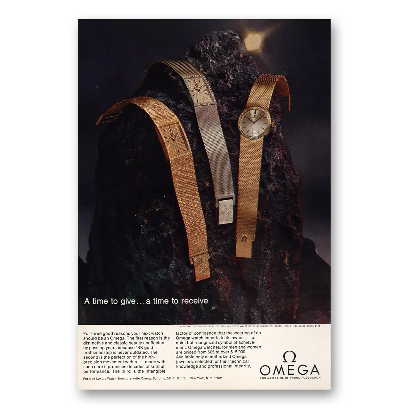 1968 Omega Watch Time To Give Time To Receive Vintage Magazine Print Ad