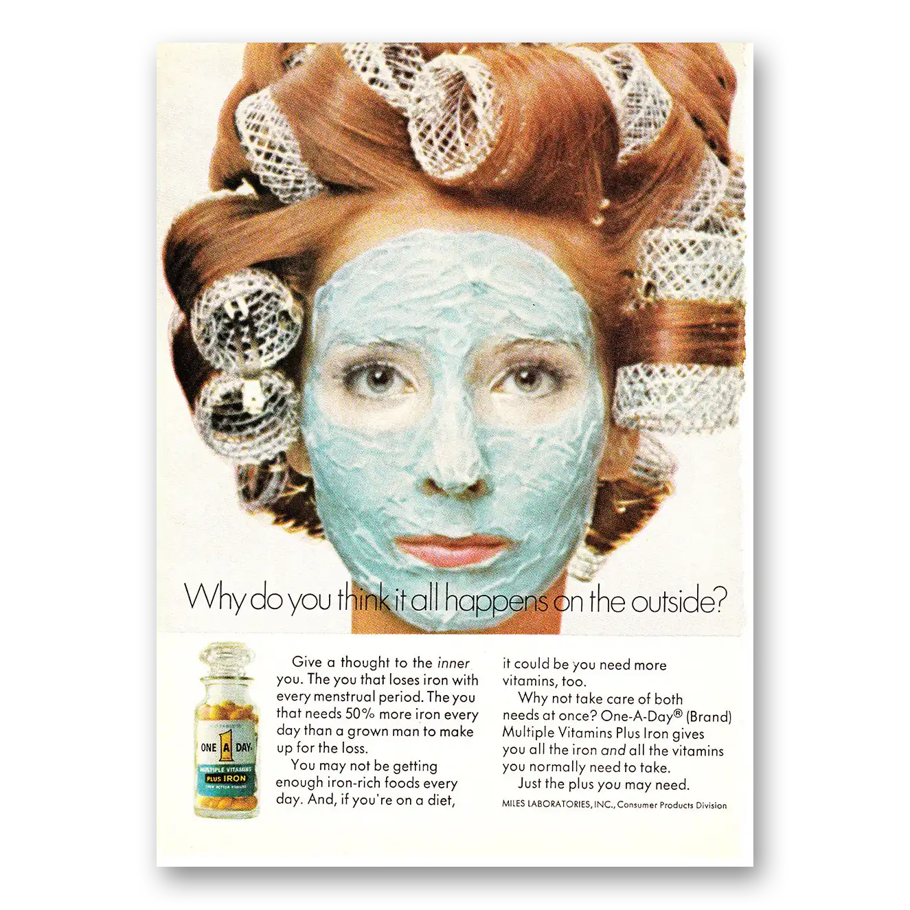 1968 One A Day Vitamins Happens On the Outside Vintage Magazine Print Ad