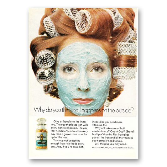 1968 One A Day Vitamins Happens On the Outside Vintage Magazine Print Ad