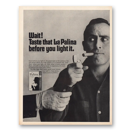 1968 La Palina Cigars Taste That Before You Light It Vintage Magazine Print Ad