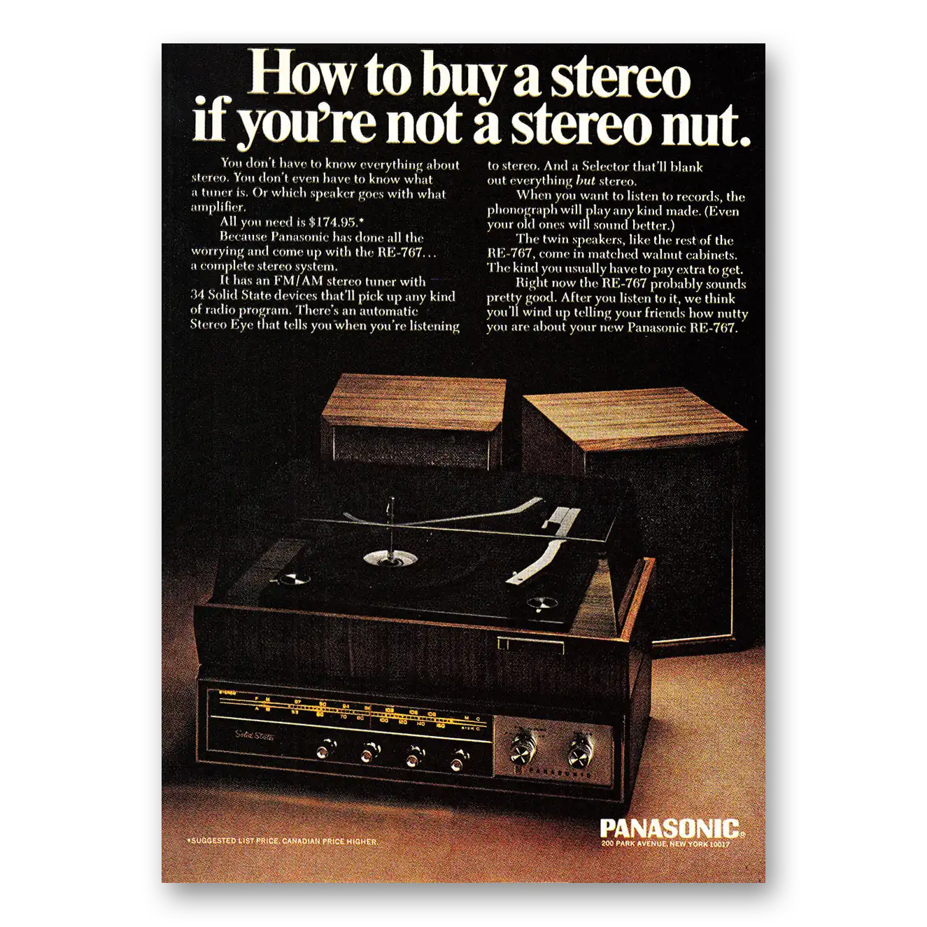 1968 Panasonic Stereo Not a Stereo Nut Vintage Magazine Print Ad