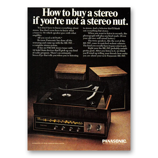 1968 Panasonic Stereo Not a Stereo Nut Vintage Magazine Print Ad