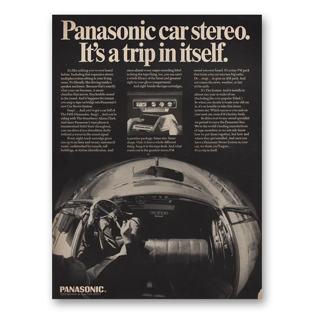 1968 Panasonic Car Stereo Trip In Itself Vintage Magazine Print Ad