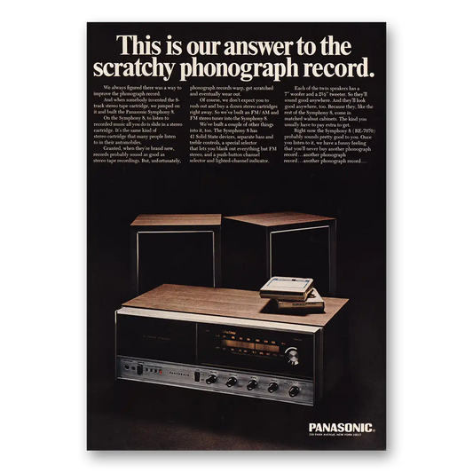 1968 Panasonic Stereo Answer to Scratchy Phonograph Record Vintage Magazine Print Ad