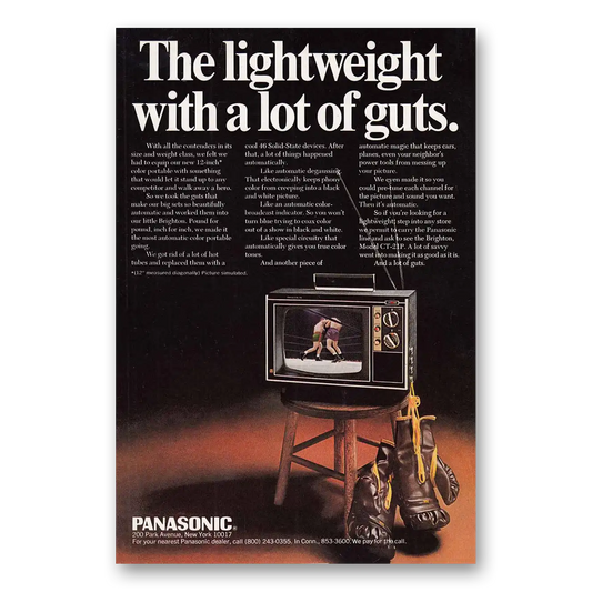 1968 Panasonic Television Lightweight With a Lot of Guts Vintage Magazine Print Ad