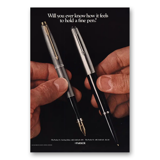 1968 Parker Pens Hold Fine Pen Vintage Magazine Print Ad