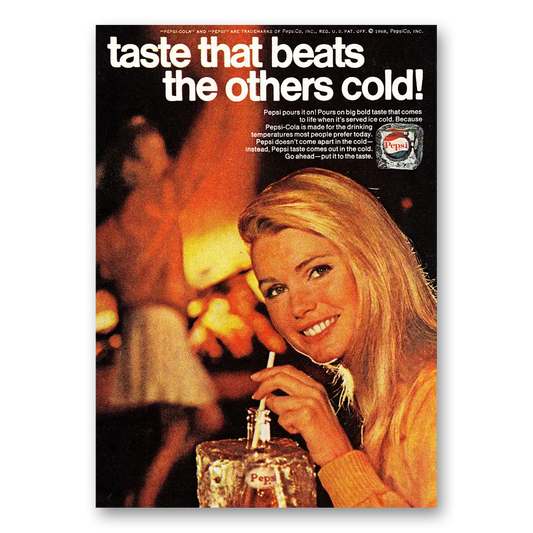 1968 Pepsi Taste That Beats the Others Cold Vintage Magazine Print Ad