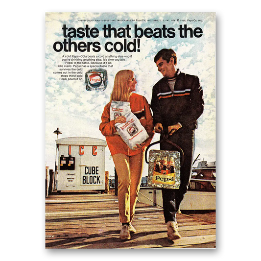 1968 Pepsi Taste That Beats the Others Cold Cube Block Vintage Magazine Print Ad