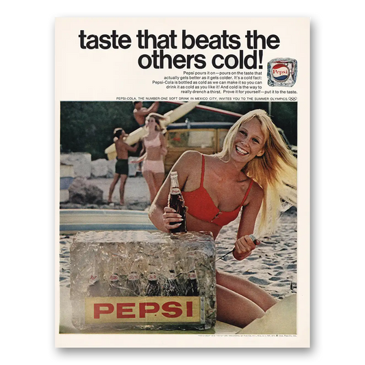 1968 Pepsi Taste That Beats the Others Cold Vintage Magazine Print Ad