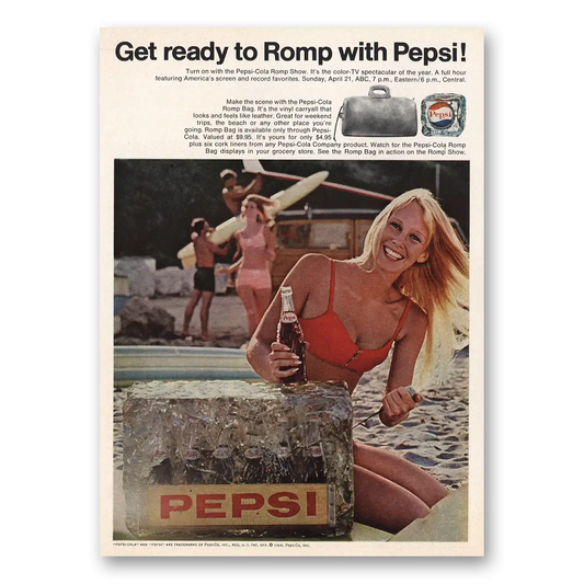 1968 Pepsi Get Ready to Romp Vintage Magazine Print Ad