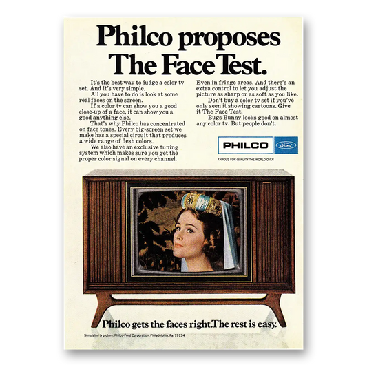 1968 Philco Television Proposes the Face Test Vintage Magazine Print Ad