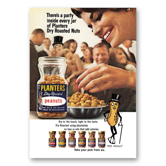 1968 Planters Peanuts Theres a Party Inside Every Jar Vintage Magazine Print Ad